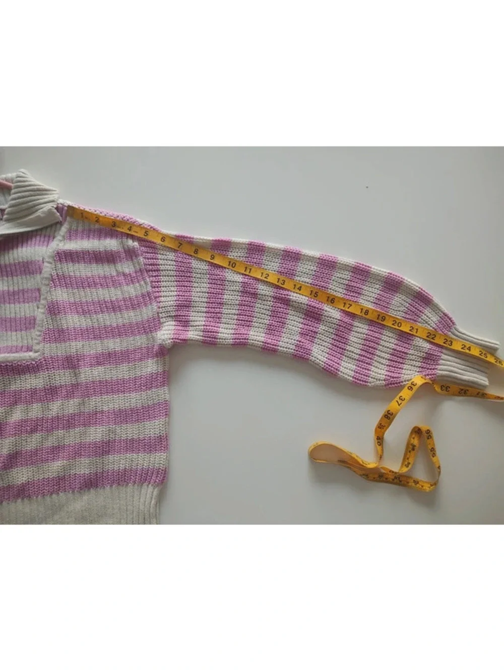 Sincerely Jules Pink and Cream Stripes Turtle Neck Sweater Size M